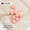 Acessórios para Joias DIY Contas Redondas de 14mm Contas de Madeira Coloridas Acessórios Contas Soltas Contas Redondas Versátil Flor de Sapato Contas Corrente para Celular Feita à Mão