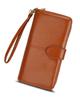 Cartera de Cuero al Aceite Directa de Fábrica para Mujer Retro Cuero al Aceite Cera Bolsa para Teléfono Móvil Larga con Cremallera para Mujer Cartera Grande con Clip para Billetes Cartera