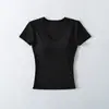 Ropa de mujer al por mayor transfronteriza estilo europeo y americano 2026 verano nuevo cuello en V color liso corte ajustado manga corta versátil camiseta