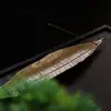 Quemador de incienso de aleación de cobre con alambre, soporte para incienso, hoja de Bodhi antigua, quemador de incienso para ceremonia de té en interiores del hogar, quemador de incienso Zen de sándalo y agarwood