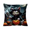 Suministros del Fabricante Fundas de Almohada de Halloween para Gatitos Felpa Corta Estampadas Fundas de Almohada Decorativas para Sofá Cama Estilo Nórdico