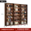 Gabinete de libros usados estilo retro personalizado puerta de vidrio exhibición gabinete de vino sala de estar del hogar estantería integrada de pared a techo mano