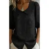 Nova Camisa Europeia e Americana Cruzada Amazon Primavera/Verão 2026 Solta Casual Vintage Botão Bordado Floral Manga Média