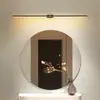 Luz frontal de espejo moderna minimalista para tocador, luz para armario de espejo de baño, aplique de pared lineal de color dorado