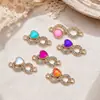 Colgante Doble Piedra Preciosa Corazón Colgante DIY Collar Pulsera Accesorios Piezas de Joyería Directo del Fabricante, Se Puede Mezclar al por Mayor para Ventas Transfronterizas