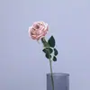 Flor Artificial Sola Rosa Dorada Decoración de Mesa Floral Rosa Retro Lujo Ligero Flor de Seda Flor de Boda Flor Suave