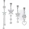 Anel de Umbigo de Aço Inoxidável Transfronteiriço Pingente de Borboleta Cravejado com Zircônia Unha de Umbigo Conjunto de Joias Sexy para Body Piercing