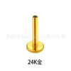 Varilla Plana de Titanio F136 con Electrochapado al Vacío y Dientes Internos, Fondo Plano 1.2 (16g) Clavo de Hueso de Oreja Barra de Labio Dorada Joyería para Piercings