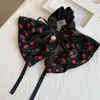 Scrunchie de Tecido Floral Rosa Vintage com Temperamento Suave, Elástico para Rabo de Cavalo com Laço, Corda de Cabelo de Alta Qualidade