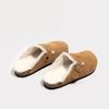 Sapatos Birkenstock de Encaixar com Forro de Fleece para Mulheres, Novos Chinelos Peludos Birkenstock Outono e Inverno 2024, Meio Chinelos Fechados com Solado Grosso