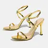 Sandalias de Verano 2025 Estilo Nuevo con Tira Fina Hebilla de Pedrería Sandalias Versátiles Francesas para Usar como Exterior Sandalias Sexy de Punta Abierta Tacón Fino