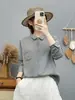 Coleção Outono 2026: Camisa Fresca de Algodão Estilo Japonês de Manga Longa com Botões Duplos, Novo Top Casual Feminino para Atacado