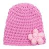 Chapéu de Lã Tricotado de Inverno Novo Europeu e Americano para Crianças com Florzinha, Chapéu de Lã Quente Multicor para Bebê, Chapéu de Bebê