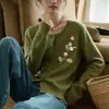 Cárdigan de Lana 100% con Bordado Floral para Mujer 2026 Otoño/Invierno Nuevo Estilo Bordado Tridimensional Punto Holgado Prenda Exterior Superior