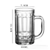 Jingxiang vaso de agua de vidrio transparente gran capacidad para el hogar resistente al calor engrosado taza de té con asa Cerveza Cerveza Cerveza Taza Casa de té Bar