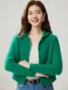 Cardigan de Cachemira Estilo Sencillo para Mujer Cuello Polo Botones Sencillos Moda Diseño Holgado Sentido del Tejido Versátil Adelgazante