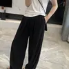 Calça Fresca Yamamoto, Calça de Cintura Alta Wide Leg Estilo Preguiçoso para Mulheres, Calça Solta e Fluida Emagrecimento, Sensação Relaxada, Verão H063014
