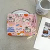 Bolsa Cosmética Linda Azul Caricatura Mini Billetera Algodón Puro Bolsa Pequeña de Tela Auriculares Lápiz Labial Bolsa de Almacenamiento Portátil