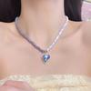 Collar de amor con cuentas de colores, edición AB, incrustaciones de diamantes, diseño de nicho nuevo japonés y coreano, elegante y dulce cadena de clavícula que combina con todo.