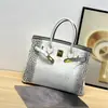 Bolso Grande de Cocodrilo de Gama Alta para Mujer 2026 Nuevo Bolso Cruzado Versátil de Moda Bolso de Mano Bolso Platino