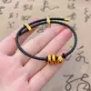 Pulseira de Contas de Transferência de Cobra Banhada a Ouro para o Ano da Cobra do Zodíaco, Acessórios de Joias para Tecelagem com Fio Vermelho DIY