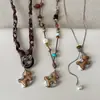 Collar Colgante Caballo Mecedora Tallado en Madera Moda Retro Cadena Larga para Suéter con Cuentas Joyería de Cuello Personalizada para Mujeres
