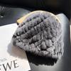 Sombrero de Piña Espiral Hecho de Piel de Conejo Rex, Gorro de Cuero Tejido de Invierno Cálido Engrosado para Mujer, Espiral Engrosado para Personas Mayores