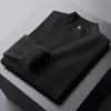 Suéter quente com gola semifechada e forro de fleece para homens, novo estilo de inverno, blusa de malha interna com gola média, grossa