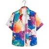 Camisa Floral Retro Estilo Perezoso Estilo Hong Kong, Unisex, Estampado Floral Fresco y Elegante, Estilo Vacaciones en la Playa, Camisa Holgada de Media Manga, Moderna