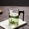 Xícara de Chá Transparente de Vidro Borossilicato Alto com Cabo de Madeira Doméstico, Xícara de Chá com Infusor Integrado, Separador de Chá em Forma de Meia-Lua, Xícara para Chá de Flor de Chá Verde