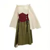 Vestido de Caçadora Medieval Retro Europeu e Americano de Um Ombro Fantasia para Festa de Halloween Carnaval Festival Performance de Palco