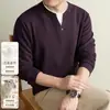 Tejidos para Hombre con Seda de Morera y Lana 2026 Otoño Nueva Llegada Falso Dos Piezas Cuello Redondo Manga Larga Capa Base Sudadera Hombre