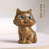 Figura de Gato Sentado Linda y Elegante de Sándalo Verde, Divertido Adorno de Escritorio, Mascota de Té para Mesa de Té, Figura de Gato de Mano