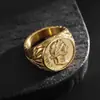 Anillo Personalizado Estilo Europeo y Americano Anillo del Imperio Romano César Anillo de Moneda Antigua Cabeza de César Joyería de Mano de Moda