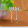 Pendientes de plata de ley S925 con diseño de ciervo, chapados en oro y jade azul, elegantes pendientes de borla de mariposa de estilo nacional, pendientes de plata elegantes vintage.