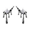 Série Cool Estilo Chinês Líquido Dinâmico Lava Borla Brincos Agulha de Prata Zircônia Quadrada Metal Simples Elegantes
