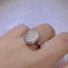 Anillo Simple de Plata Chapada Incrustado de Calcedonia Verde Hielo de Alta Calidad para Mujer con Ágata Rosa, Anillo de Jade para Mujer, Al por Mayor en Stock