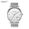 Movimiento Correa de Acero Inoxidable Reloj para Hombre y Mujer Moda Agua Cuarzo Calendario Reloj de Pareja