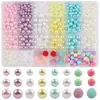Set de Perlas Artificiales Perforadas Sueltas DIY Coloridas Redondas de ABS Materiales para Joyería Accesorios Caja de 24/28 Compartimentos