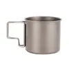 Copo de Titânio para Camping com Tampa Titânio Puro Caneca para Exterior Portátil Copo para Camping Alça Dobrável Copo para Viagem Copo para Água