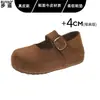Versión de cuero con aumento de altura interior, zapatos de mujer de cobertura total estilo Birkenstock, nuevos zapatos Mary Jane de punta redonda otoño 2026, zapatos de vestir de doble uso