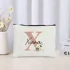 Bolsa de Maquiagem Floral Carta Casamento Presente para Madrinha Organizador de Cosméticos de Viagem Bolsa Lateral Estojo para Lápis Feminino Carteira