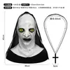 Máscara de Terror de Monja de Ojos Amarillos Disfraz Fiesta Película Oculta Máscara Fiesta de Halloween Accesorio de Broma