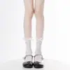 Calcetines de verano de malla hueca, calcetines apilados de encaje estilo ballet transpirables combinados con calcetines largos de encaje estilo Miu Mary Jane para mujer