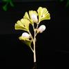 Broche Estéreo de Folha de Ginkgo Vintage Francês Planta Mori Flor de Pérola Alfinete Acessórios Simples para Lapela de Terno