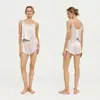 [Personalizado] Camisola de Verano para Mujer con Shorts Amazon Transfronterizo Lencería Espalda Descubierta Conjunto de Pijama 100% Seda para Mujer