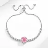 Pulsera elástica de colores de corte rosa más vendida en Tiktok y Xiaohongshu con incrustaciones de diamantes de alto carbono brillantes, joyería para transmisión en vivo