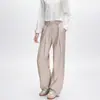 Calça listrada larga estilo retrô japonês, unissex, versátil, com um design de cinto simples e uma silhueta casual de pernas longas
