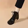 Botas Martin Estilo Británico Piel Charol Punta Redonda Mujer 2026 Nuevas Botines Cortos Otoño Invierno Botines Individuales Versátiles Suela Gruesa Botines Cortos con Felpa