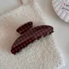 Pinza para el cabello con forma de corazón color marrón cacao vintage, Pinza de pinza de tamaño mediano a cuadros, Accesorio para el cabello de alta gama, Pasador, Pinza de tiburón